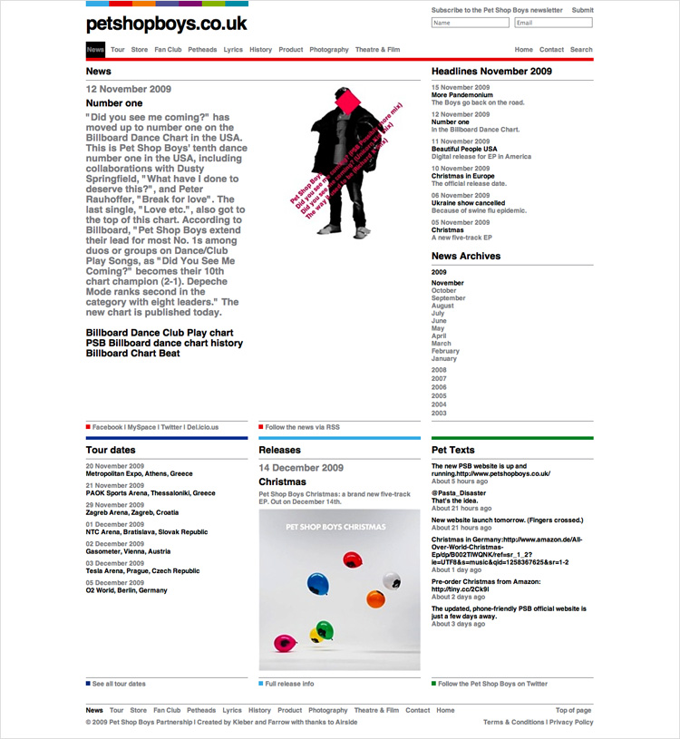 Pet  Shop Boys news page