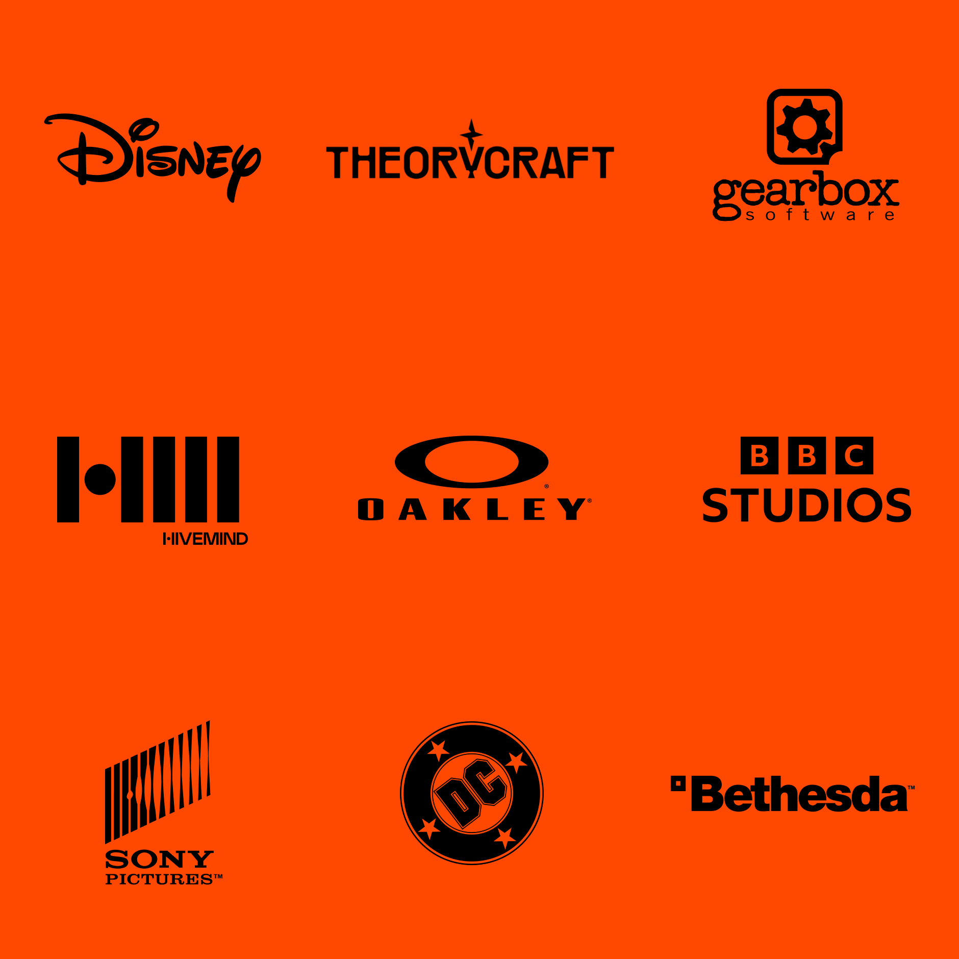 A grid of client logos including Disney